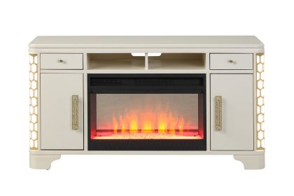 Jasmine TV Stand With Electric Fireplace in Beige
