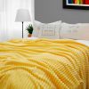 SOGA 2X Yellow Throw Blanket Warm Cozy Striped Pattern Thin Flannel Coverlet Fleece Bed Sofa Comforter