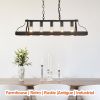 33.7-Inch Black Industrial Pendant Light with 5 E26 Bulb Sockets, Adjustable Chain Height – Modern Farmhouse Linear Chandelier for Dining Room