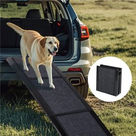 Dog Ramp For Car 65x17 Large Folding Pet Stair Ramps For Truck, SUV, With Non-Slip Surface, Up To 250LBS, Outdoor Dog Car Ramp For Medium  Large (Option: Black)