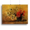 Vase with Red and White Carnations on Yellow Background by Van Gogh Canvas Print or Poster