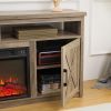 Farmhouse TV Media Stand, Large Barn Inspired Home Entertainment Console, with 18" Fireplace Insert, for TV Up to 65''